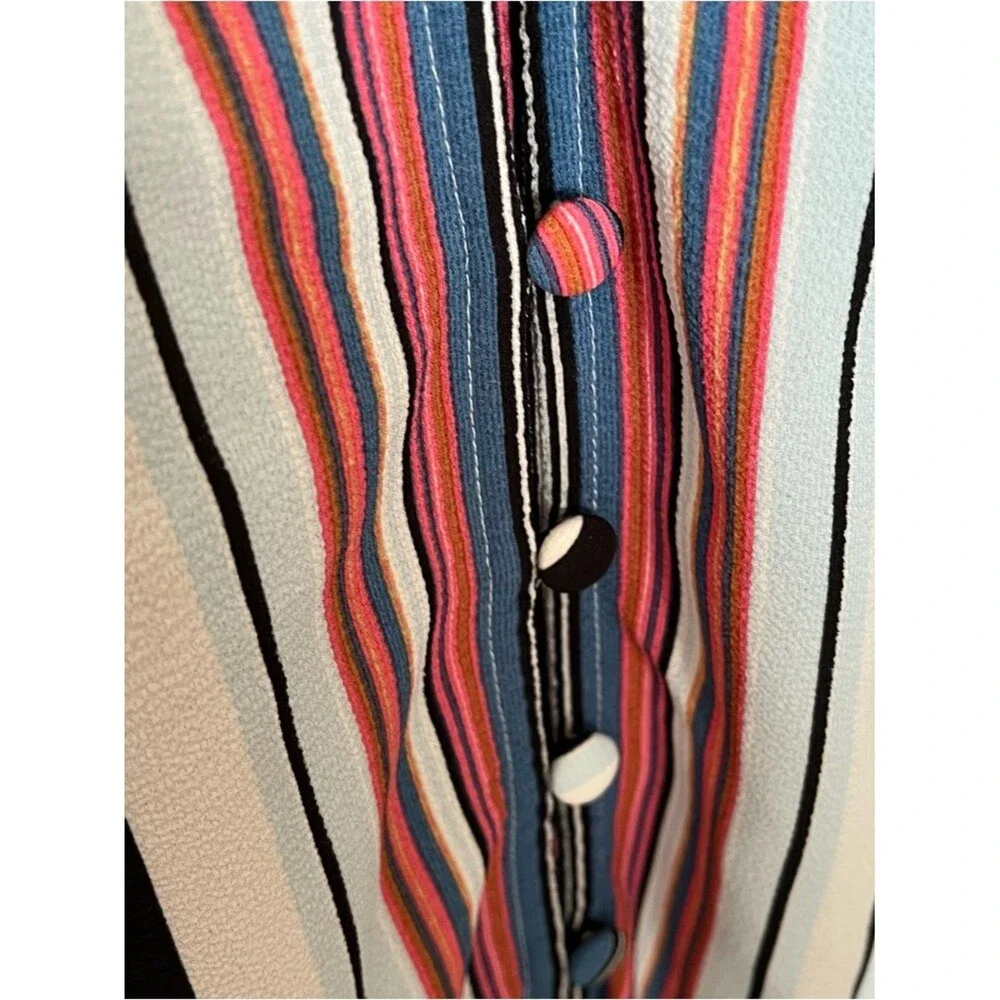 Lane Bryant Two-Way Stripe Ruffle Split-Neck Button-Front Peplum Top Size 14/16